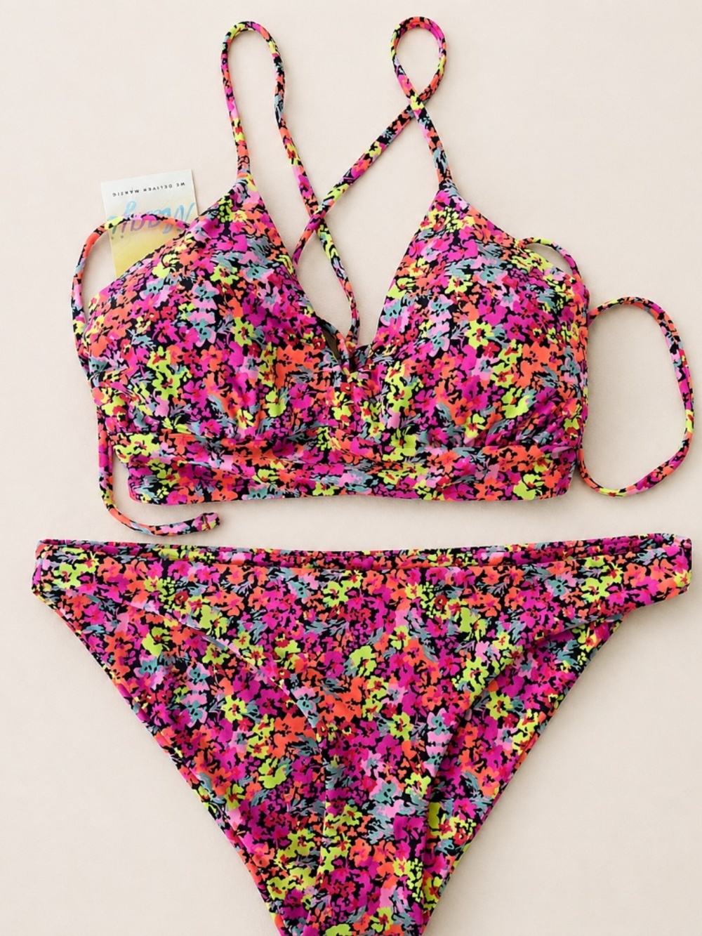 Maaji Colorful Print Reversible Two-Piece Bikini Set NWT Size Large